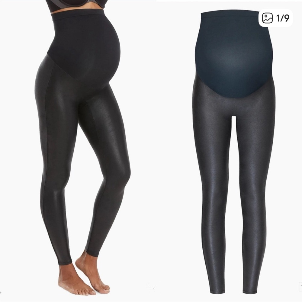 SPANX Faux Leather Mama Maternity Leggings Pants Black L / G